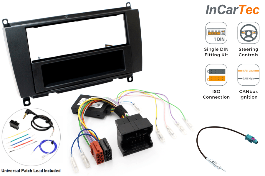 Mercedes CLK (C209) facelift (2005-2009) Single DIN car stereo fitting kit (MATT BLACK)