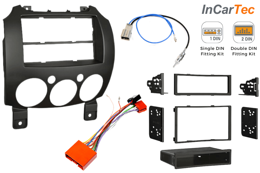 Mazda 2 (3rd-Gen) DE (2007-2014) Single/ Double DIN car stereo upgrade fitting kit (WITHOUT SWC)
