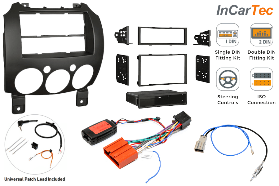 Mazda 2 (3rd-Gen) DE (2007-2014) Single/ Double DIN car stereo upgrade fitting kit (WITH SWC)