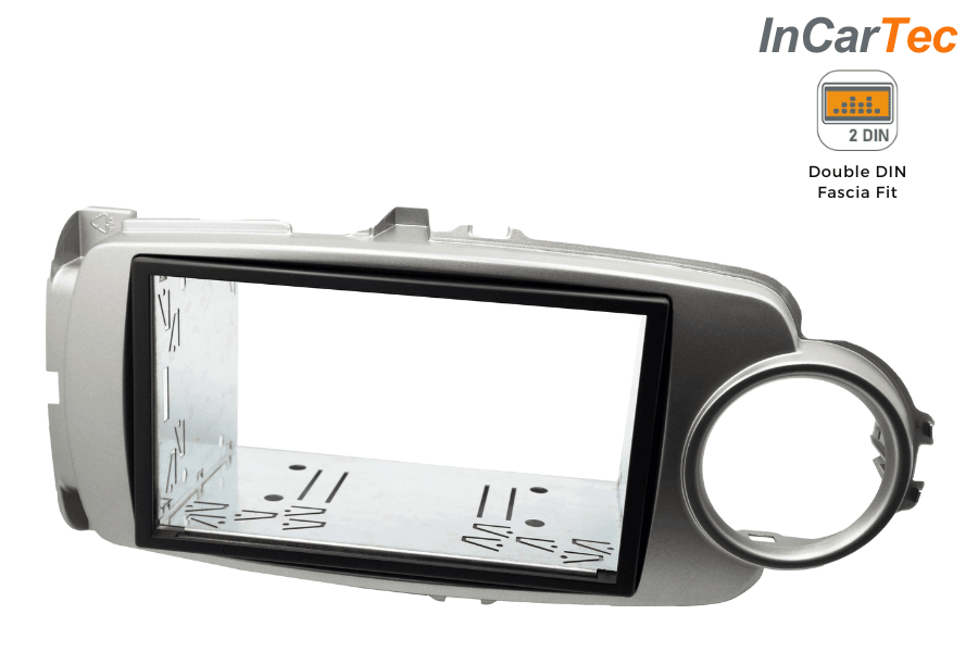 Toyota Yaris (2017-2020) Double DIN car audio fascia adapter panel and cage kit (SILVER)