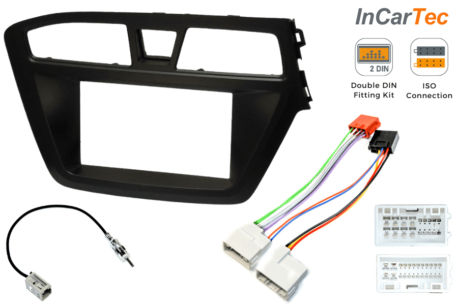 Hyundai i20 2nd Gen (2014-2018) Double DIN car stereo upgrade fitting kit (WITHOUT SWC)