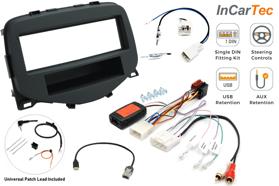 Citroen C1/Peugeot 108/Toyota Aygo Single DIN car stereo fitting kit (WITH SWC) ANTHRACITE