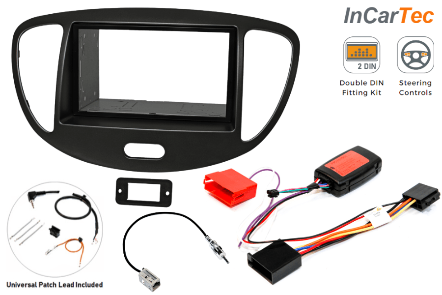 Hyundai i10 (2008-2012) Double DIN car stereo upgrade fitting kit (MATT BLACK)