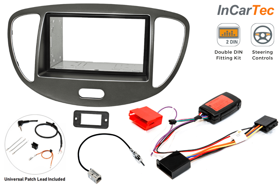 Hyundai i10 (2008-2012) Double DIN car stereo upgrade fitting kit (SILVER)