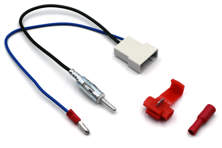 Nissan (grey rectangle to DIN connector) antenna adapter (male/ female bullet/ T-Tap connection) 