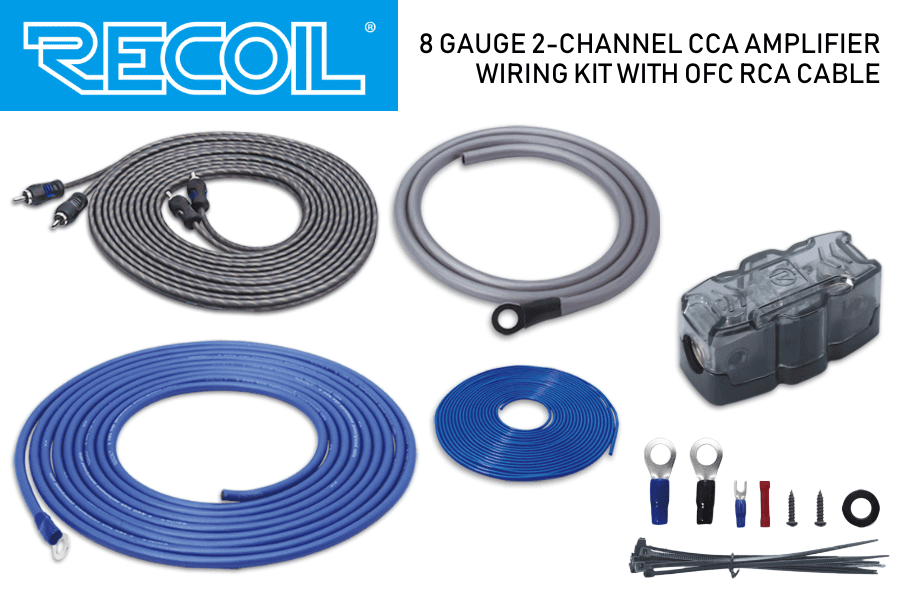 RECOIL RCK8 8-Gauge 2-Channel Amplifier Wiring Kit with OFC RCA & Mini-ANL Fuse