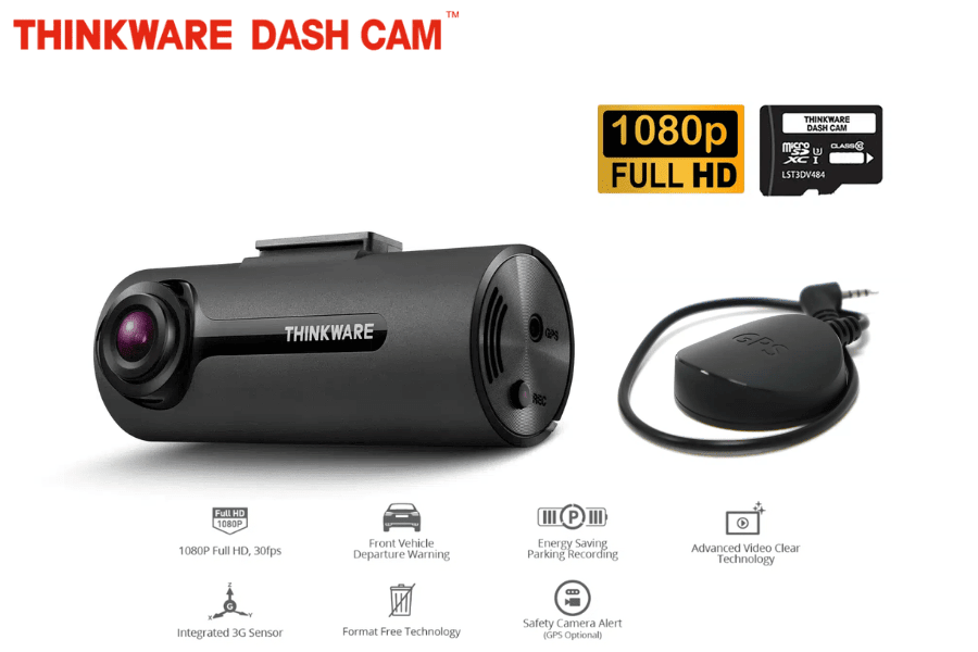 Thinkware F70 1-Channel (Front) 1080p Full HD Dash cam with GPS antenna and 32GB Micro SD