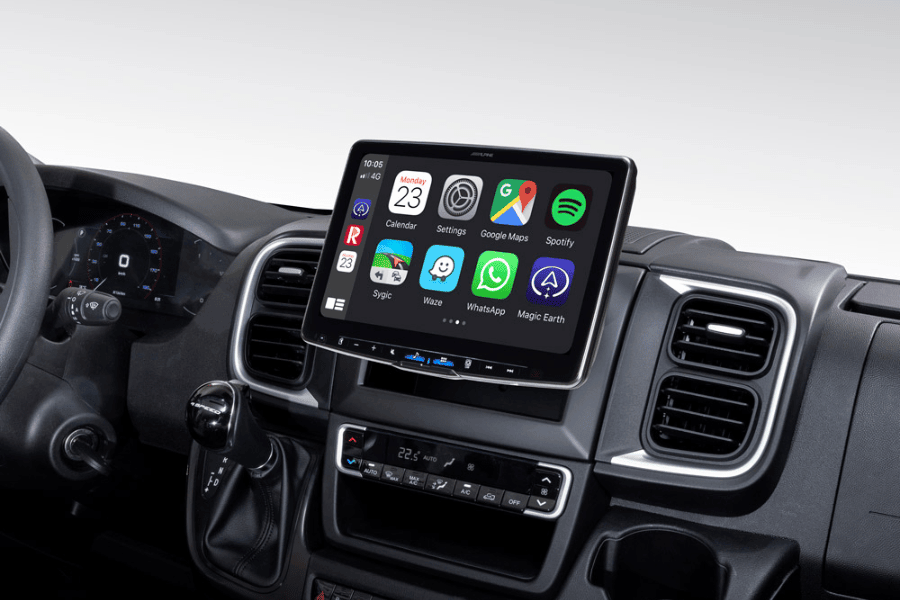 Fiat Ducato 8 (Open Dash) motorhome stereo upgrade kit with Alpine Halo 11 inch touchscreen