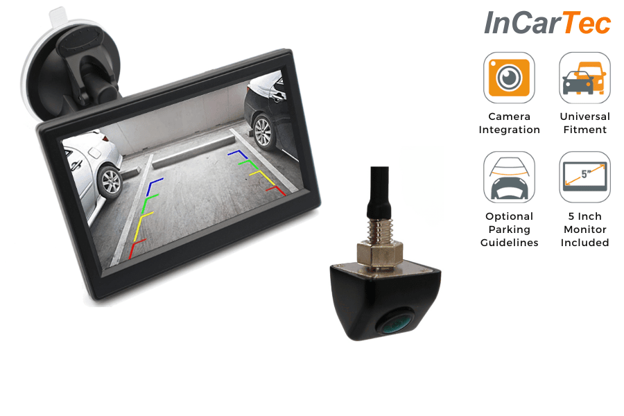 Universal fixed screw thread (Under hang) rear view camera and 5 inch standalone monitor kit
