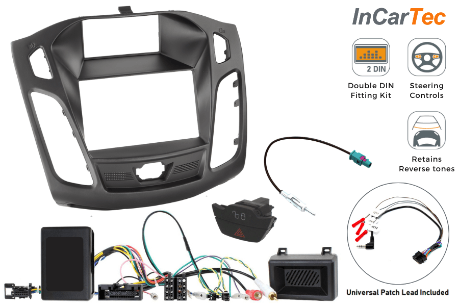 Ford Focus Mk3 C346 (2011-2015) Double DIN car stereo upgrade fitting kit (WITH SWC and PDC)