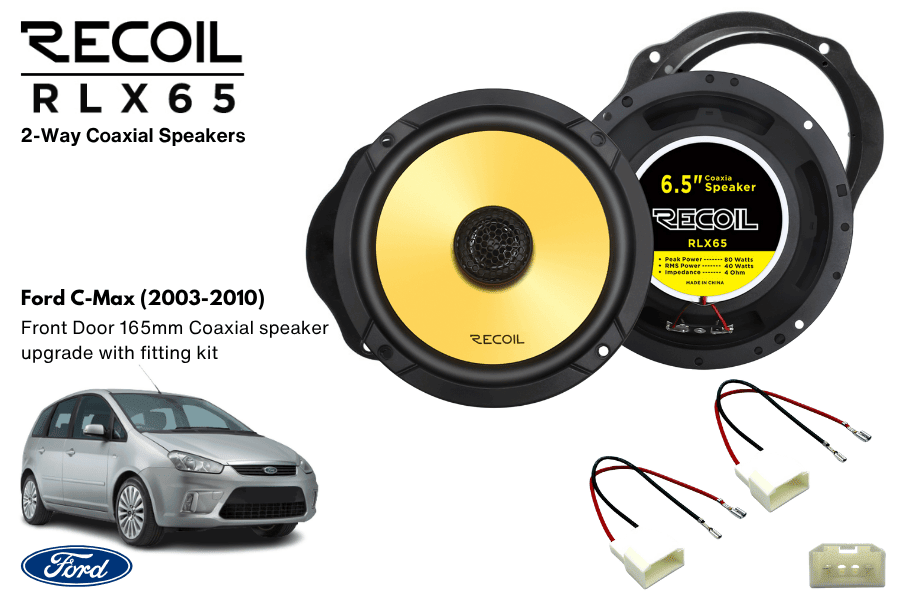 Ford C-Max (2003-2010) Recoil RLX65 6.5" Front Door Coaxial speaker upgrade fitting kit