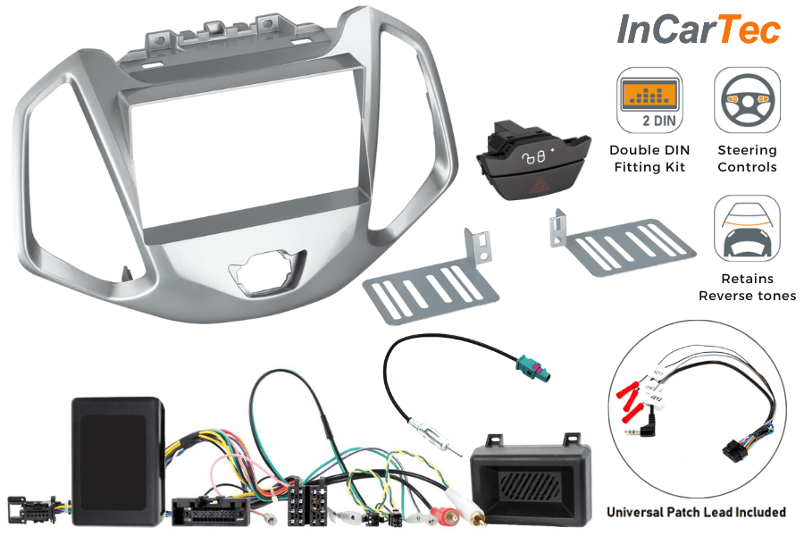 Ford EcoSport (2013-2019) Double DIN car stereo upgrade fitting kit (WITH SWC/PDC/SWITCH)