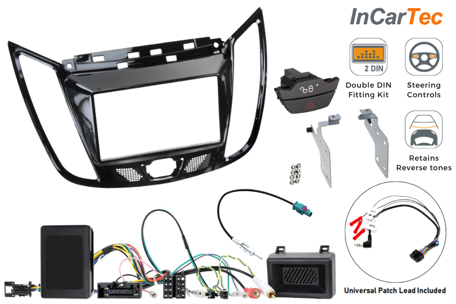 Ford C-Max (2010-2019) Kuga (2013-2019) Double DIN car stereo upgrade fitting kit (SWC/PDC/SWITCH)