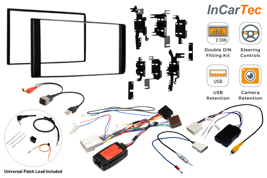 Nissan Juke (2010-2014) Double DIN car stereo upgrade fitting kit (SWC AND CAMERA RETENTION)
