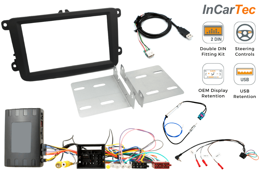 Skoda Yeti (14-17) Double DIN stereo upgrade fitting kit (Climate Control/ Parking Screen retention)