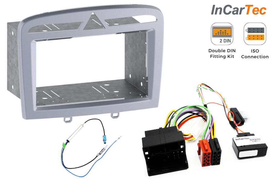 Peugeot 308 (2008-2013) Double DIN car stereo upgrade fitting kit (SILVER/ WITHOUT SWC)