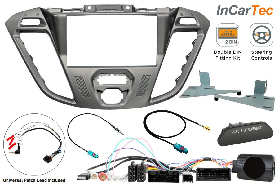Ford Transit Custom Euro 6 (16-18) Double DIN car stereo fitting kit (DISPLAY/ DAB/ AIRBAG LIGHT)