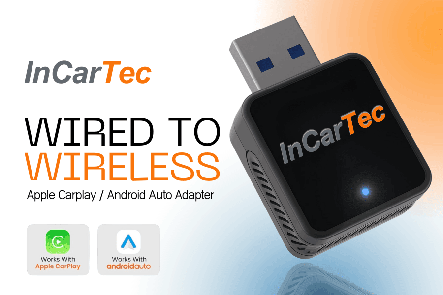 InCarTec Wired to Wireless Apple Carplay/ Android Auto Mini Adapter | USB 3.0