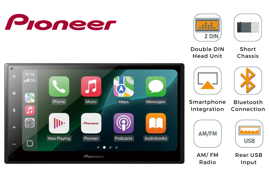 Pioneer SPH-DA150BT Double DIN Car Stereo Apple CarPlay/ Android Auto Connectivity, Bluetooth