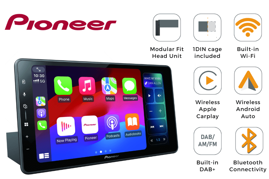 Pioneer SPH-EVO98DAB-1D 9 inch car stereo head unit with wireless Apple Carplay, Android Auto, DAB+