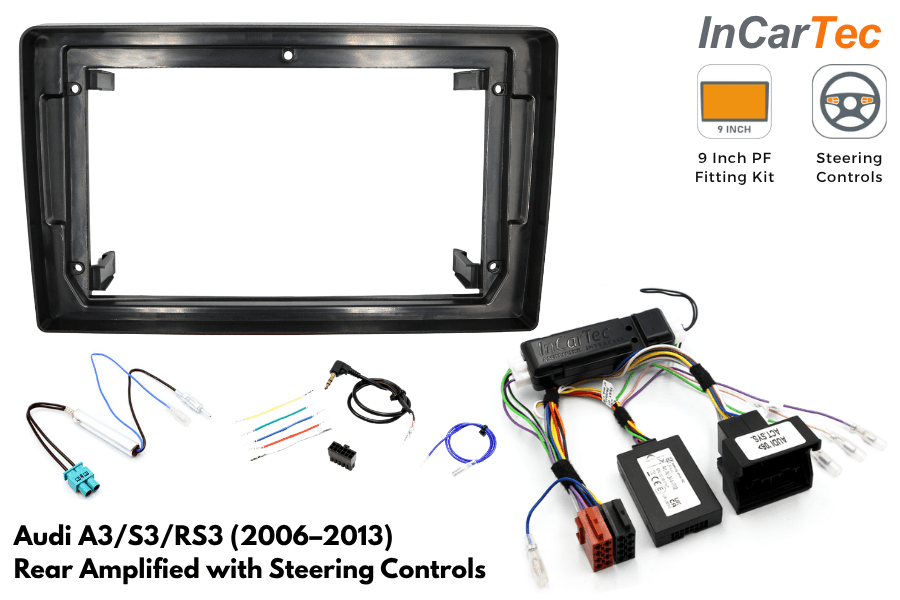Audi A3 2006-2013 9 Inch Perfect Fit Stereo Fitting Kit – With Steering Controls/ Rear Amplified