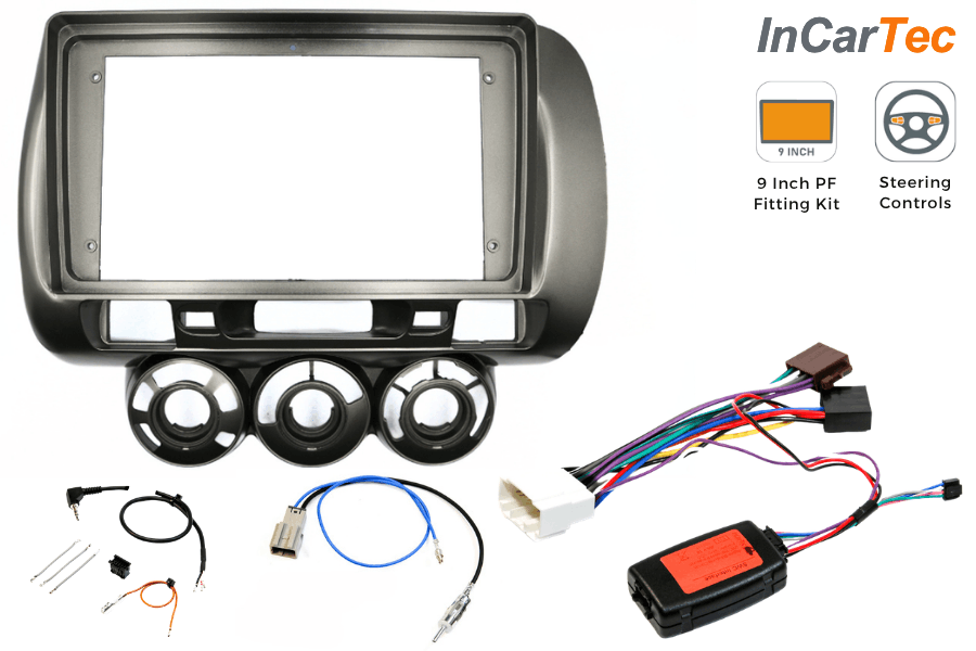 Honda Jazz (2002-2007) 9-inch Perfect Fit Stereo Fitting kit (Manual AC/ With Steering Controls)