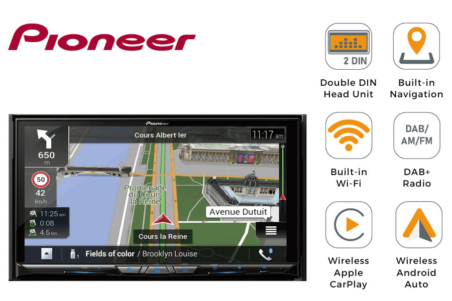 Pioneer AVIC-Z930DAB Double DIN car stereo with Wireless Apple CarPlay, Android Auto, DAB+