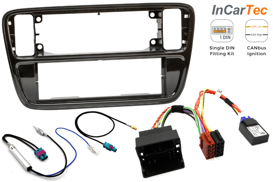 Seat Mii (17-19) Škoda Citigo (16-19) Single DIN Stereo Fitting Kit (Without SWC/ Gloss Black)