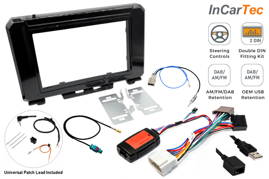 Suzuki Jimny (2018 Onwards) Double DIN Stereo Upgrade Fitting Kit with SWC, DAB & USB Retention