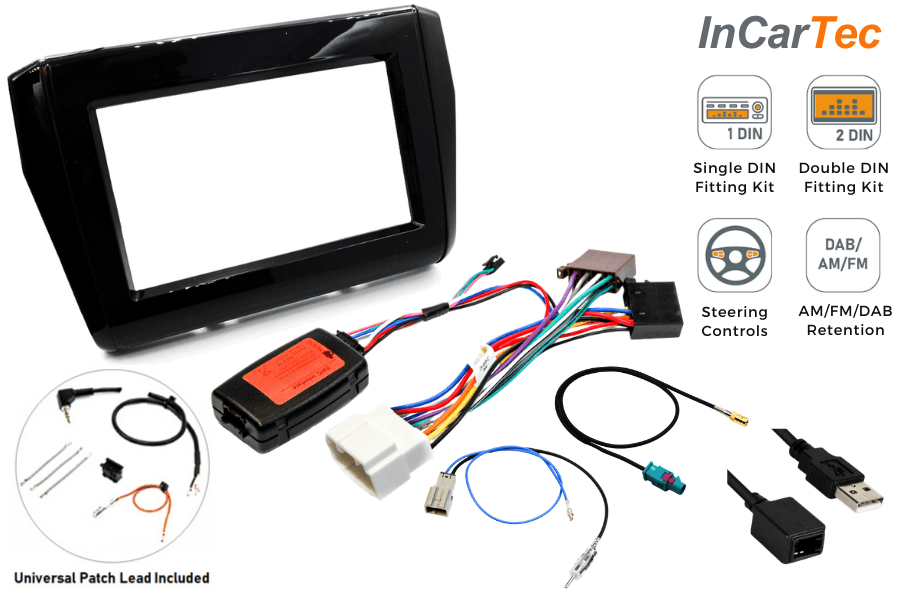 Suzuki Swift (2017 On) Single/Double DIN car stereo fitting kit (WITH SWC/DAB/ USB Retention)