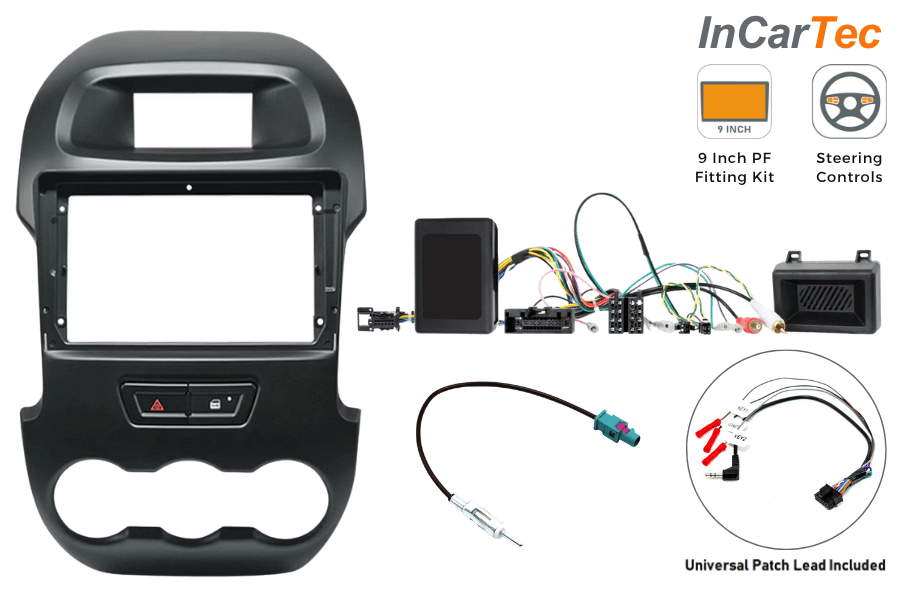 Ford Ranger (2012-2016) 9-inch Perfect Fit Stereo Kit with Steering Wheel Control Retention