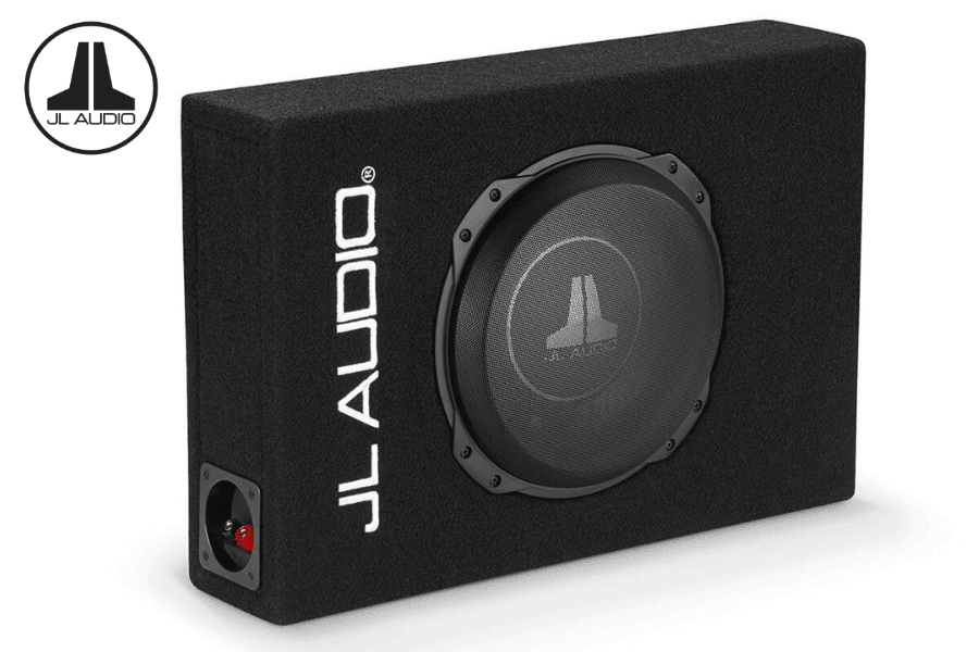 JL Audio CS110LG-TW3 10" Shallow-Mount Enclosed Subwoofer with Steel Mesh Grille – 400W RMS
