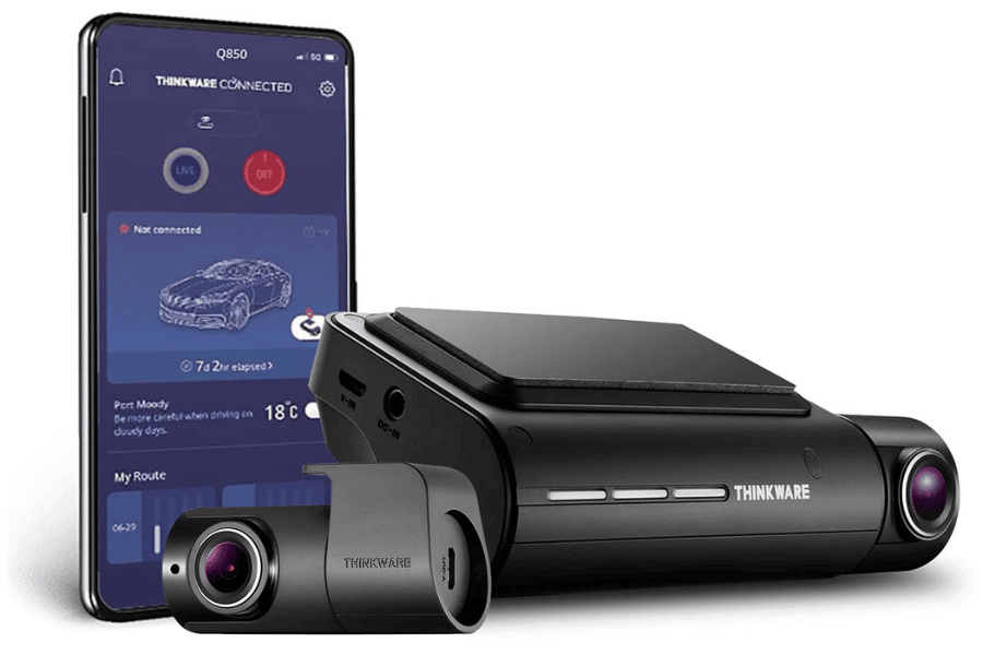 Thinkware Q850 2K QHD Front & Rear Dash Cam with GPS, Wi-Fi and 64GB Card