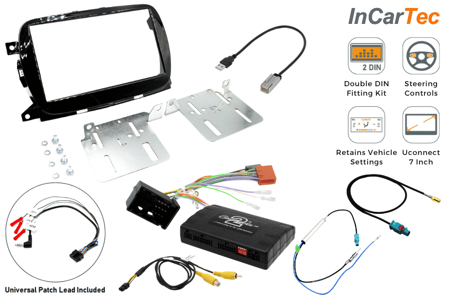 Abarth/ Fiat 500 (2016-2021) Double DIN car stereo upgrade fitting kit (Uconnect 7 Inch)